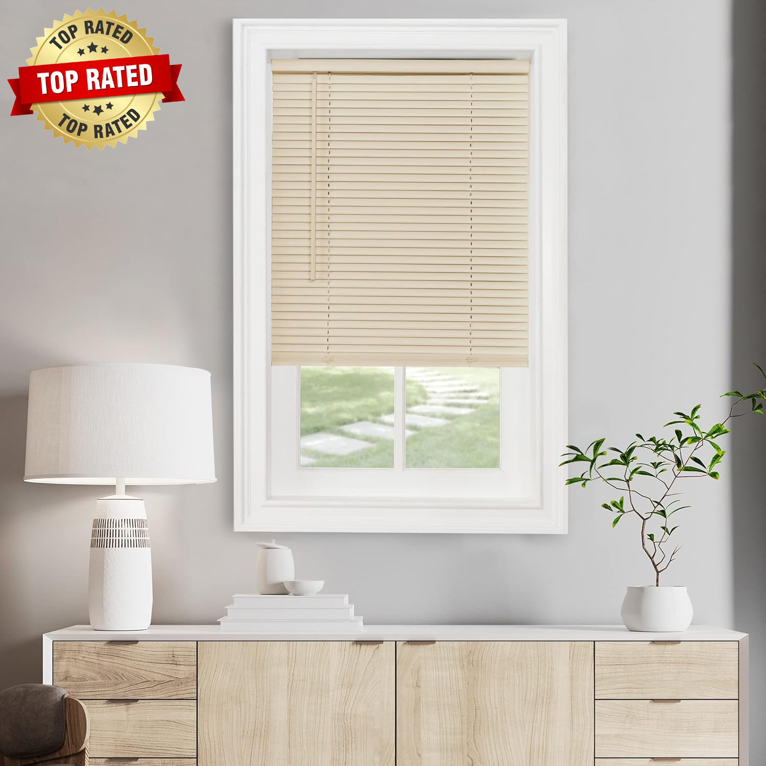 Cordless GII Morningstar 1″ Light Filtering Mini Blind 28X64 – Alabaster
