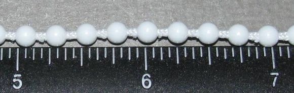 4.4 mm White Plastic Beaded Chain 50 feet with Connectors for Blinds and Shades