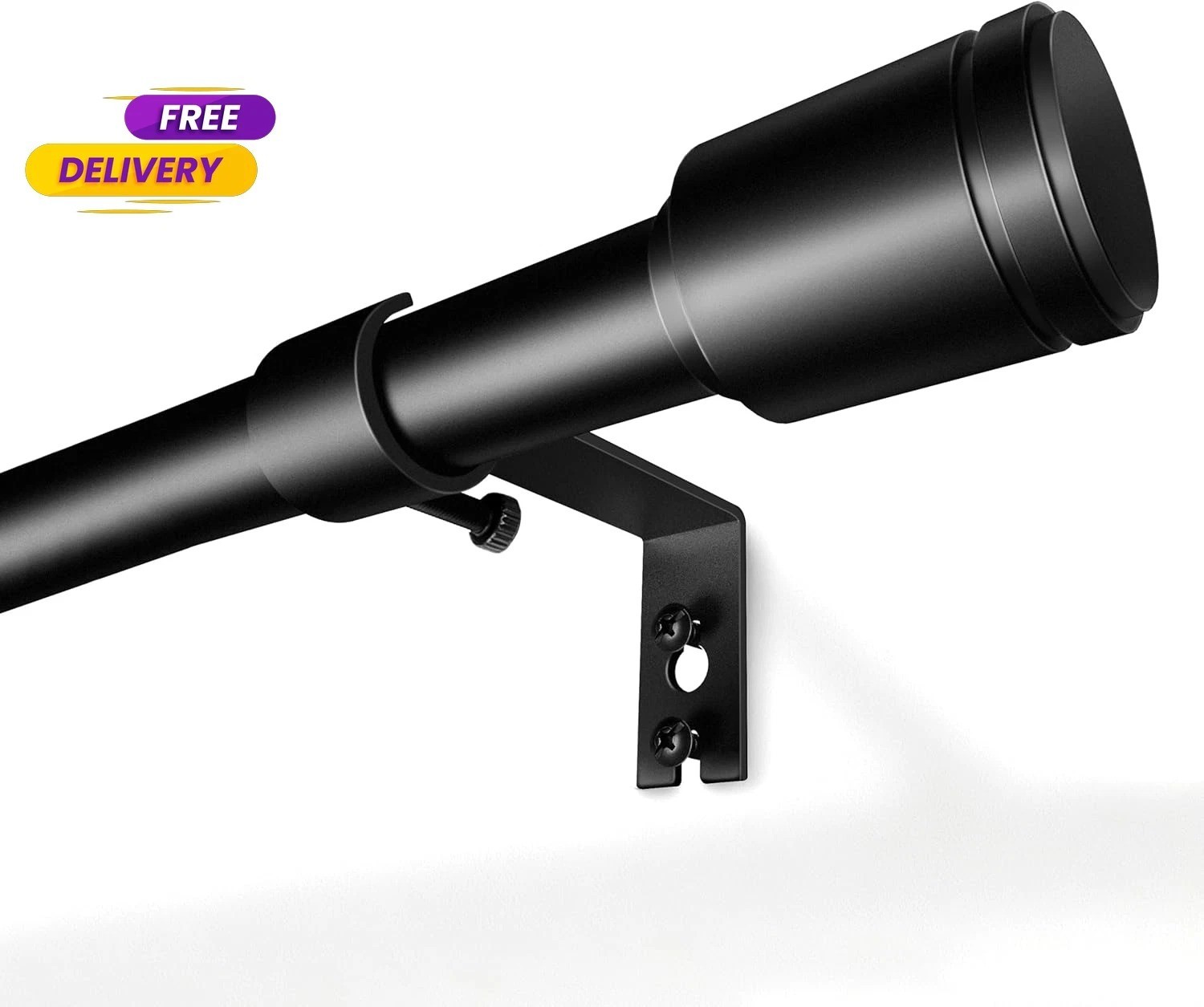 Adjustable Curtain Rod 30–90 Inch Heavy Duty Iron Black For Windows