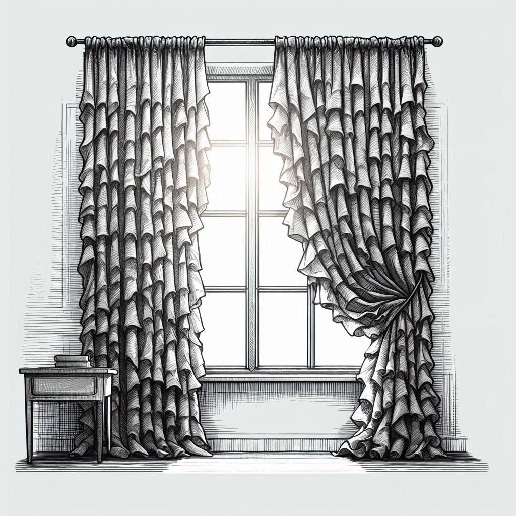 Curtain Window Panels Waterfall Ruffel Gray 50” x 108” (SET OF 2)