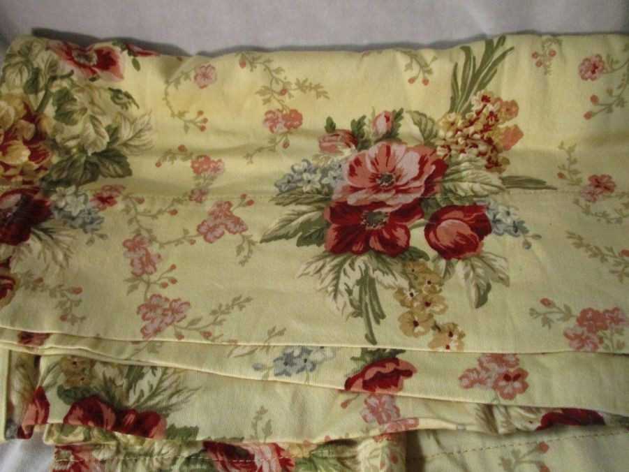Vintage WAVERLY Floral Curtain Panels Set 51 X 80 Tan Cottage Core 100% Cotton
