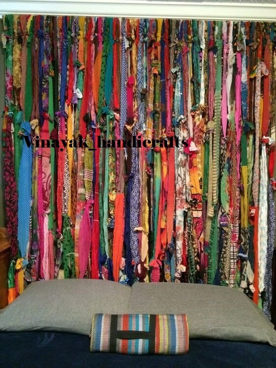50 Strands, Bohemian gypsy rag Window Bohemian Valance Indian Backdrop curtains