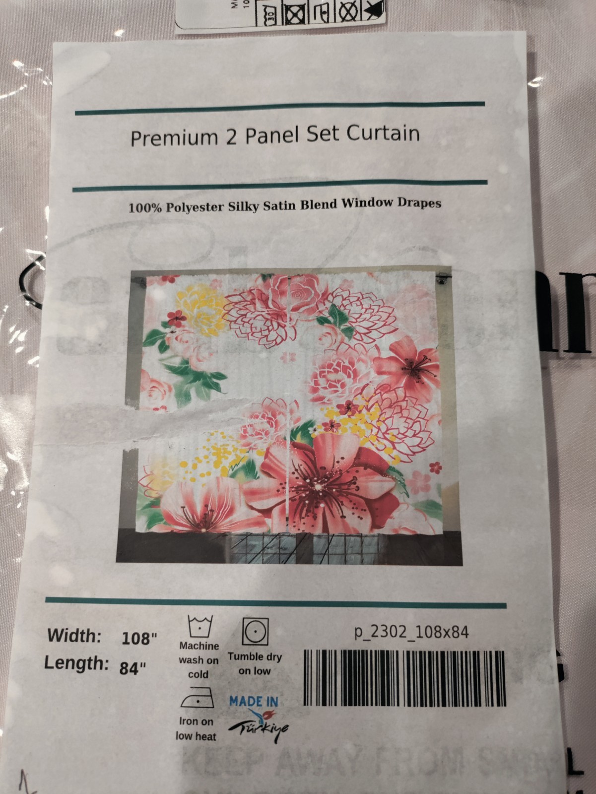 Polyester Grommet Floral Light Filtering Curtain Panels Set 2 Multicolor 108×84