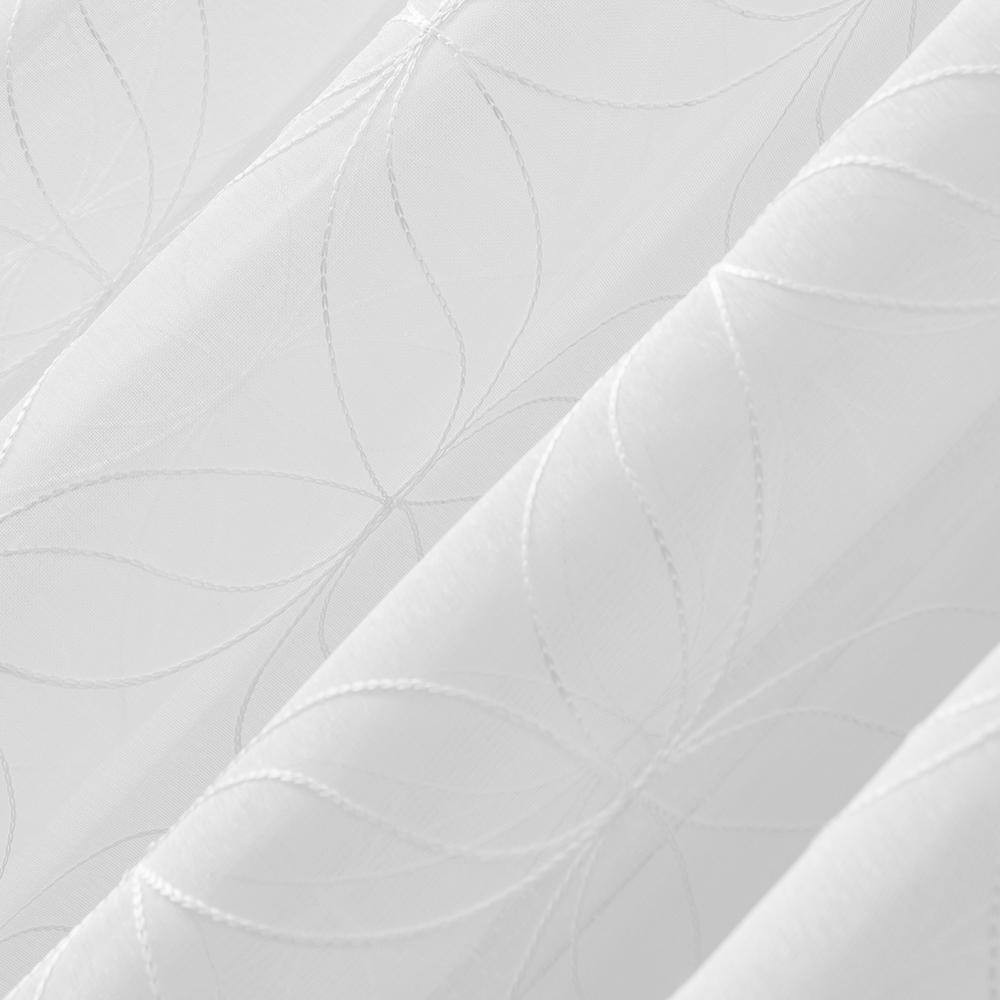 Tamaryn Embroidered Trellis White Polyester 50 In. W X 63 In. L Rod Pocket Sheer