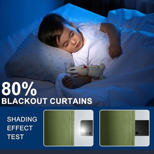 Christmas Room Divider Curtains Blackout 80″W x 84″L (Pack of 1) Olive Green
