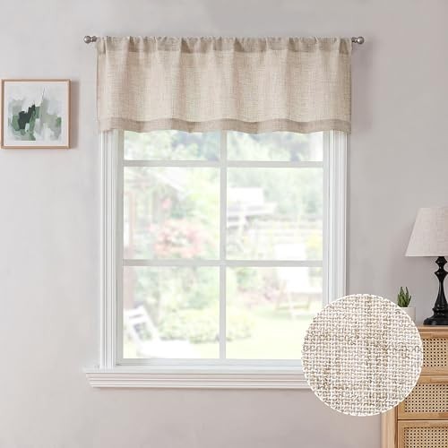 Tollpiz Linen Valance Bedroom Rod Pocket Semi 54″W x 16″L (Pack of 1) Natural