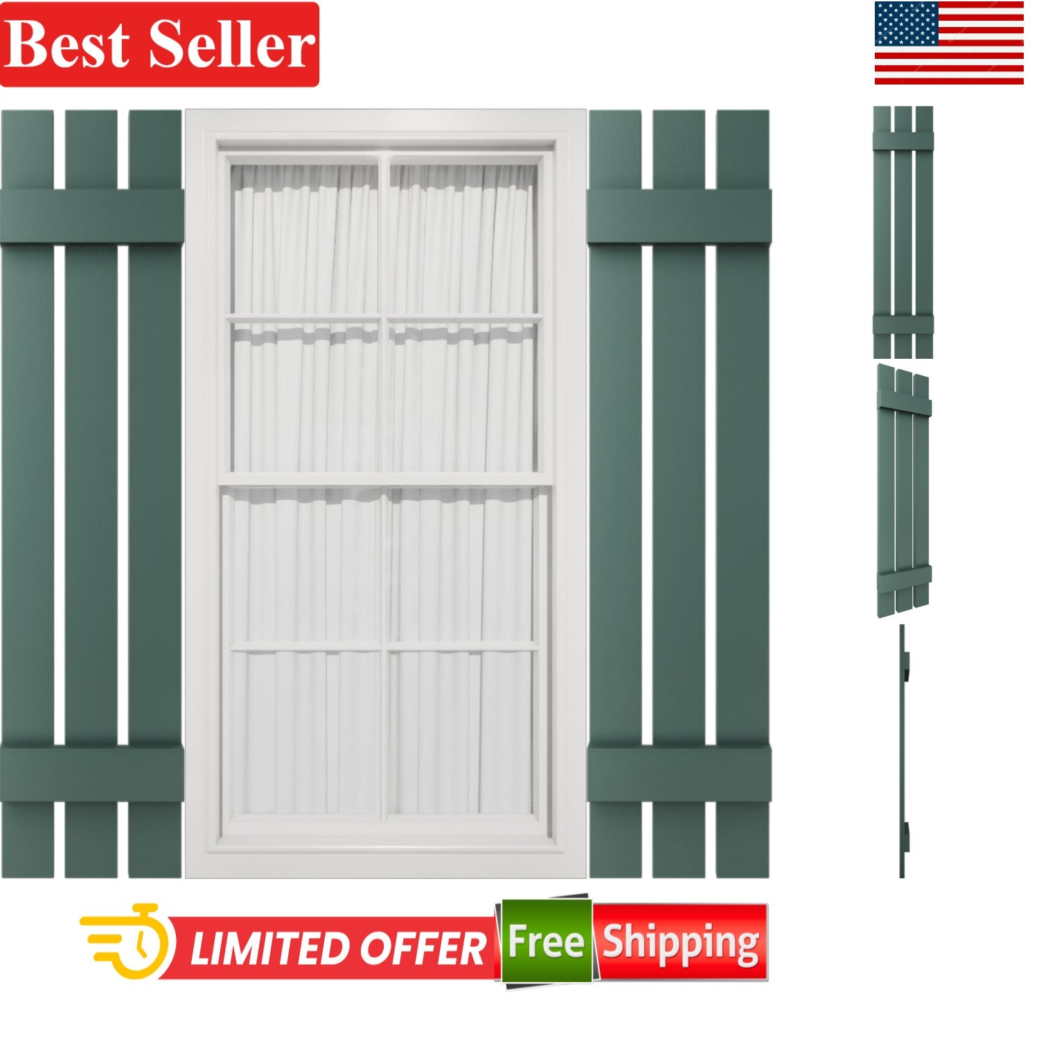 Vinyl Exterior Shutters Pair 35 Inch H x 12 Inch W Classic Blue