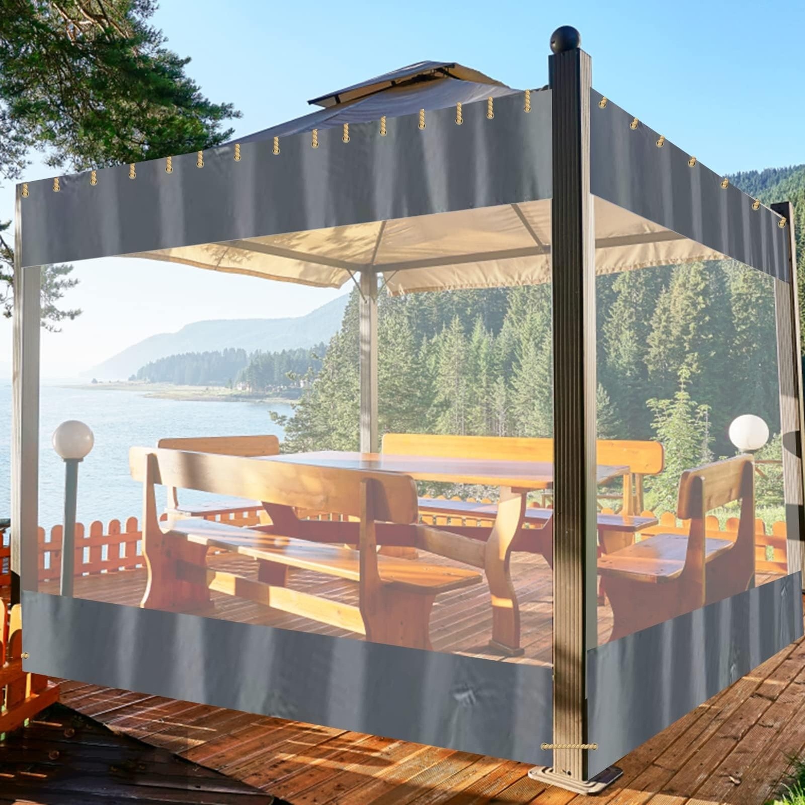 HIYOUGO Outdoor Clear Panel Curtain Tarp Panel, Vinyl Patio Enclosure, Heavy