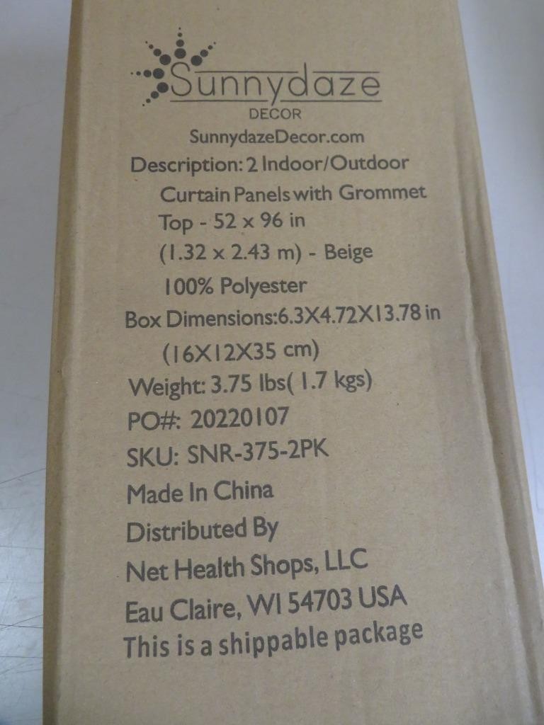 Sunnydaze 2 Indoor/Outdoor Curtain Panels with Grommet Top 96″ Beige