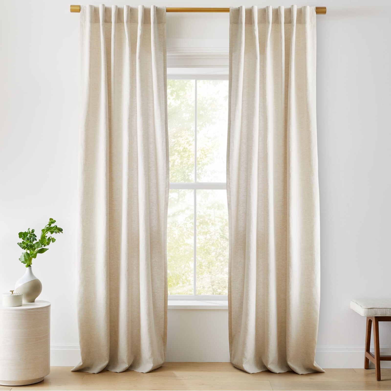 Linen curtain Natural Color Living Room two panels curtain, Bedroom Curtain Set