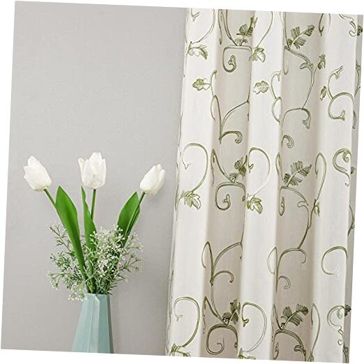2 Panels Ultra Decor Vines Embroidered 52″W x 63″L (Pack of 2) Y-grass Green