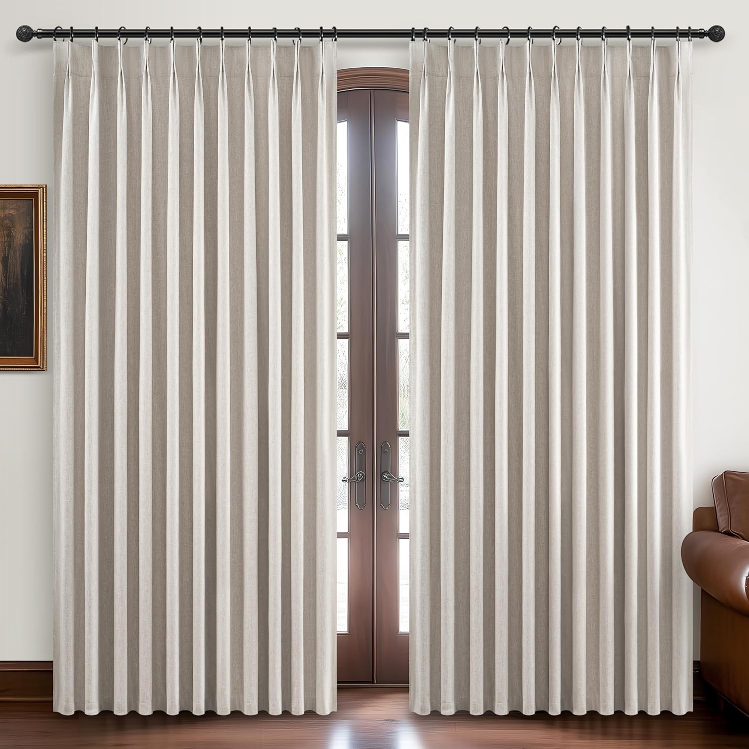 Pinch Pleated Blackout Curtains 100 Inches Extra Wide for Living Room, Thick