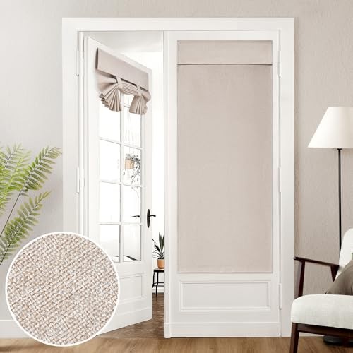 100% Linen Blackout French Door Curtains, 26″W x 68″L (Pack of 1) Natural