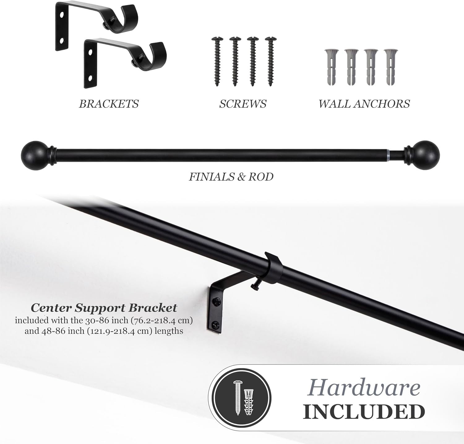 Durable Chelsea Ball-End Curtain Rod – Adjustable for Custom Window Treatments