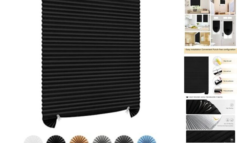 Window Blinds Cordless Blackout No Drill Cut to Size 24″W x 59″H Black – 1 Pack