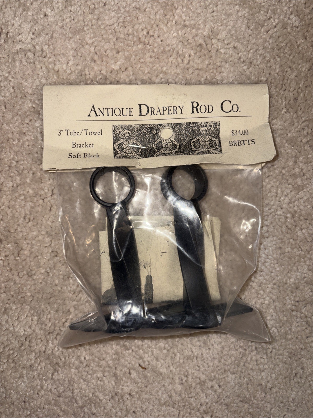 Antique Drapery Rod Co. 3″ Soft Black Brackets, 3-Pack with Hardware BRBTTS