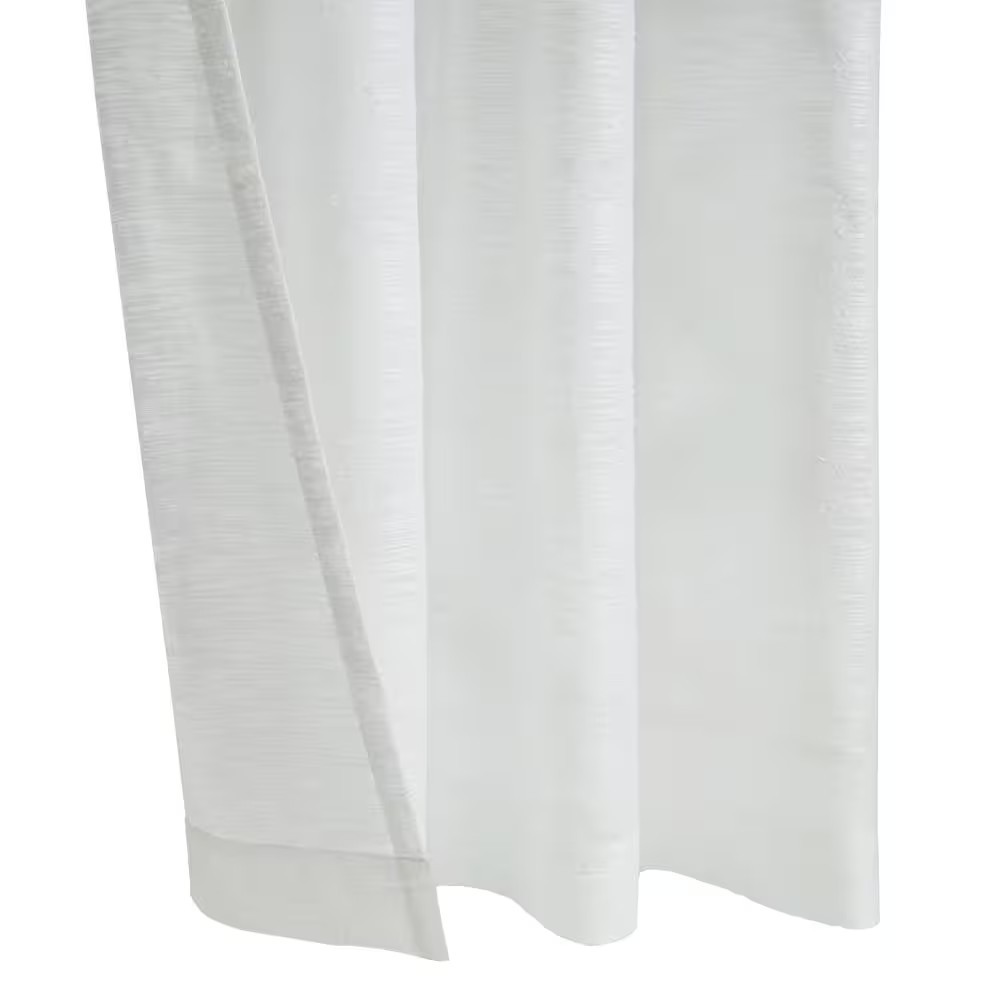 Boucle White Polyester Raised Slub Textured 52 In. W X 84 In. L Grommet Indoor S
