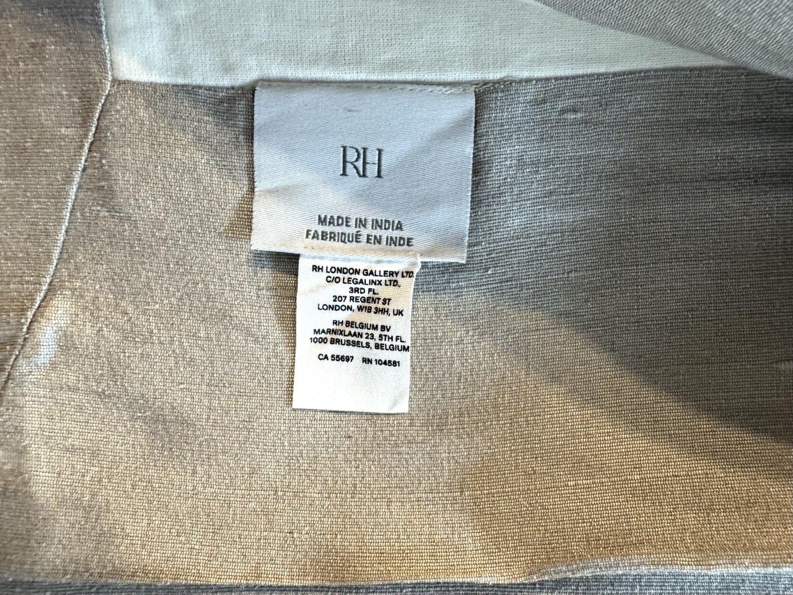RH Restoration Hardware Silk Dupioni Drapery Rod Pocket DBL panel Dove-100”x96”L