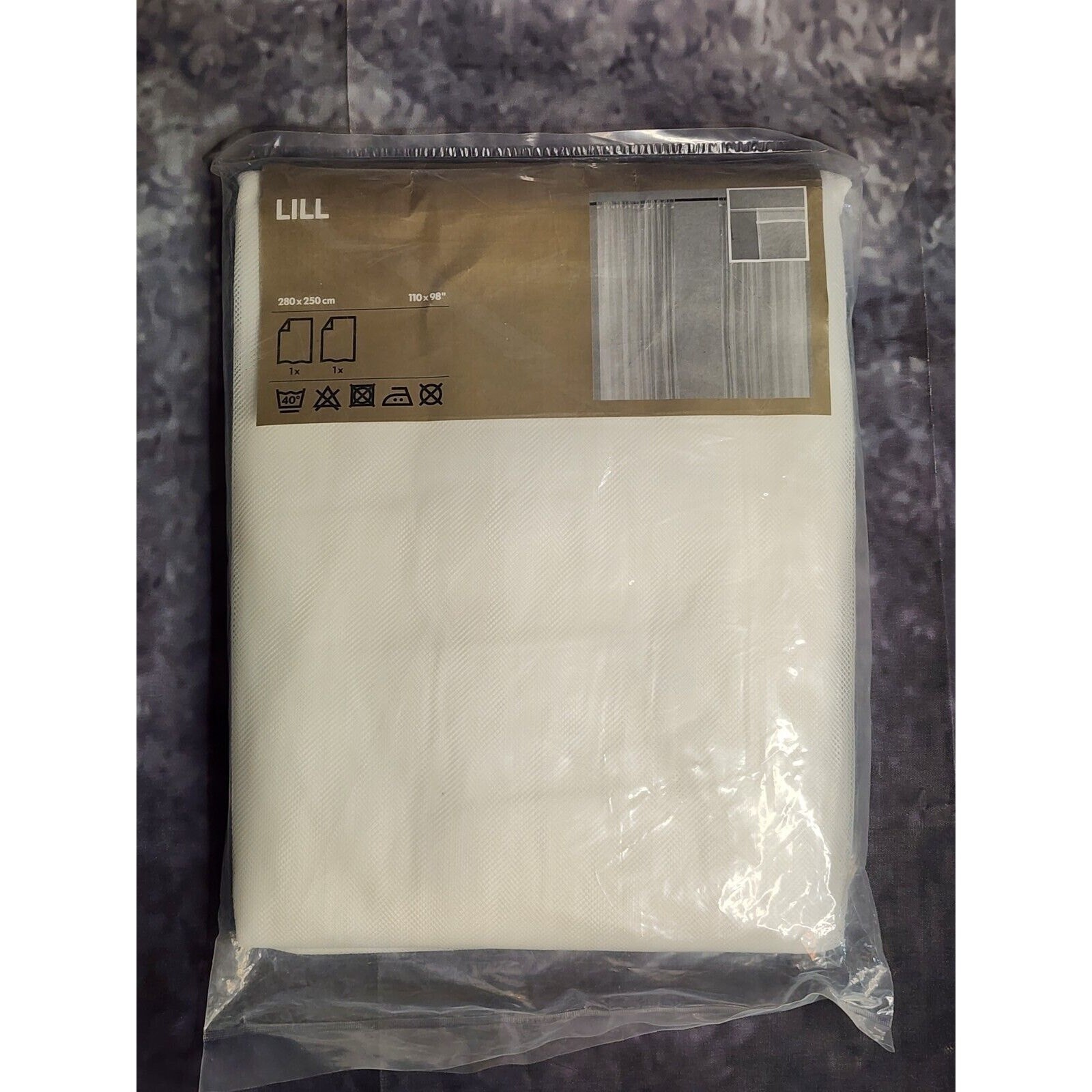 IKEA LILL 2 Panels 110×98″ Lace Sheer Transparent Netting White Canopy Curtains