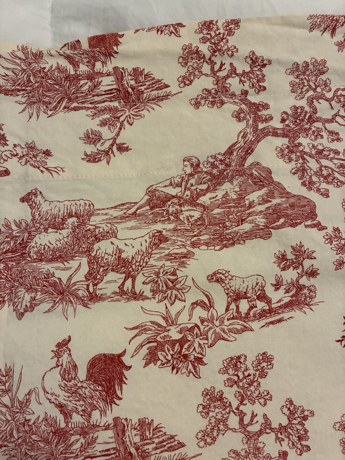 TOILE Valance Red White Cotton Vintage Park Designs 70×13.5 SINGLE