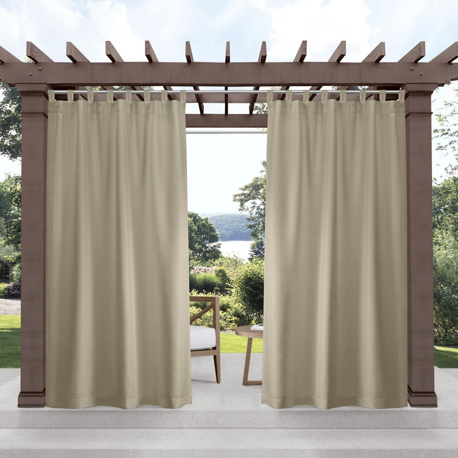 Curtains VT Curtain with Tab for Filtering Light, 132 x 132 cm, Taupe