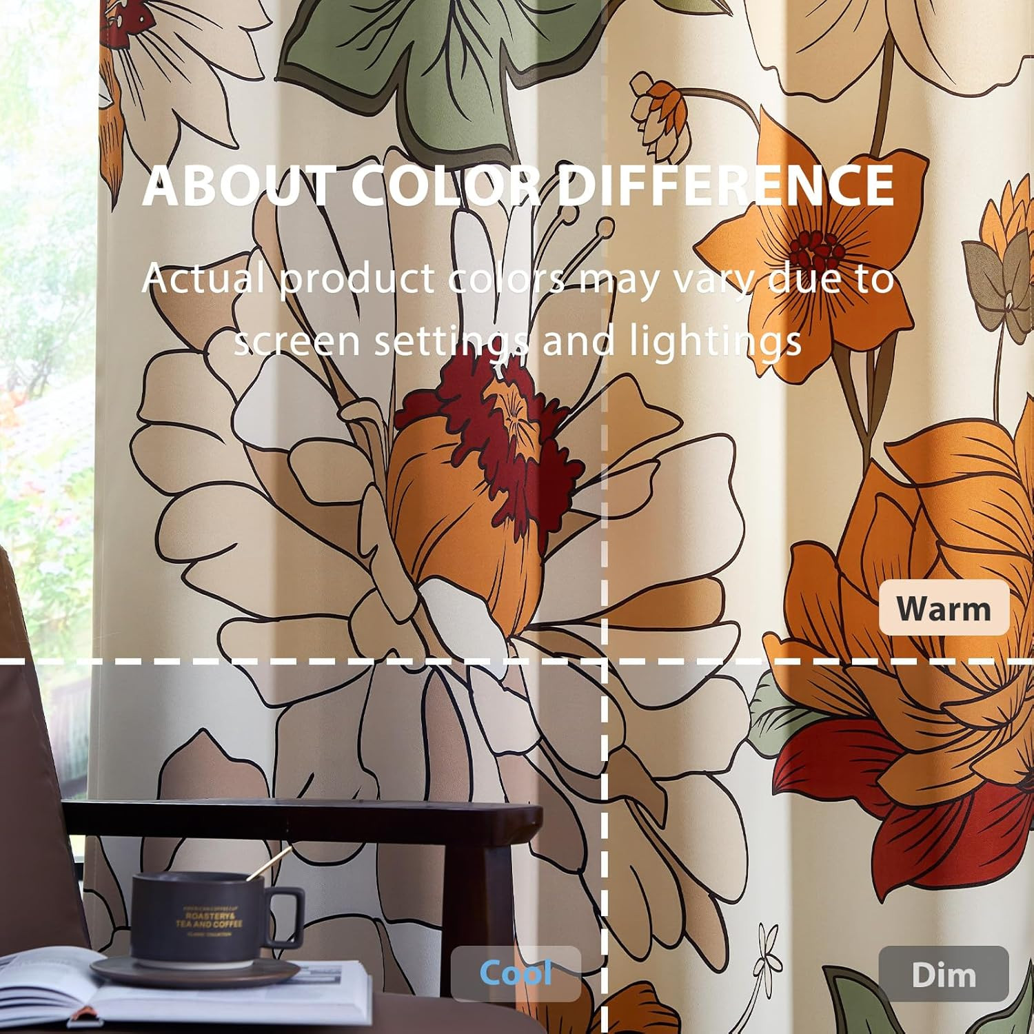 Lora Vintage Floral Blackout Curtains 84″ – Boho Fall Decor, 4 Panels