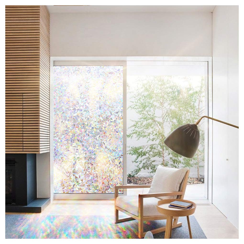Window Privacy Film 35″x78″, 3D Rainbow Window Film Decorative Window Film He…
