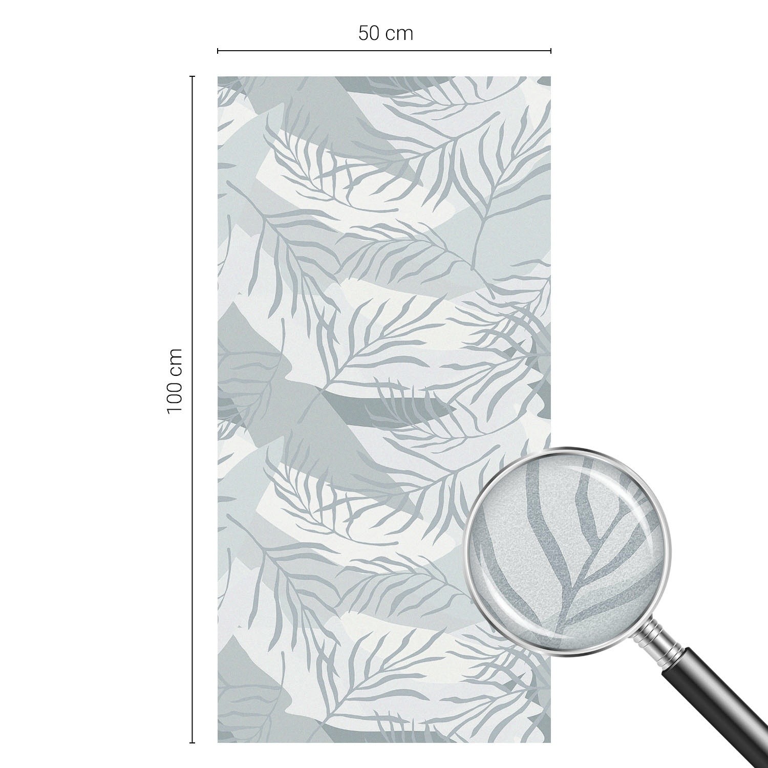 Satin Glass Effect for Bathroom Window Subtle Leaves Abstraction Gray