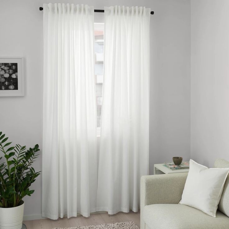 IKEA ANNALOUISA Curtains White (2 Panels)