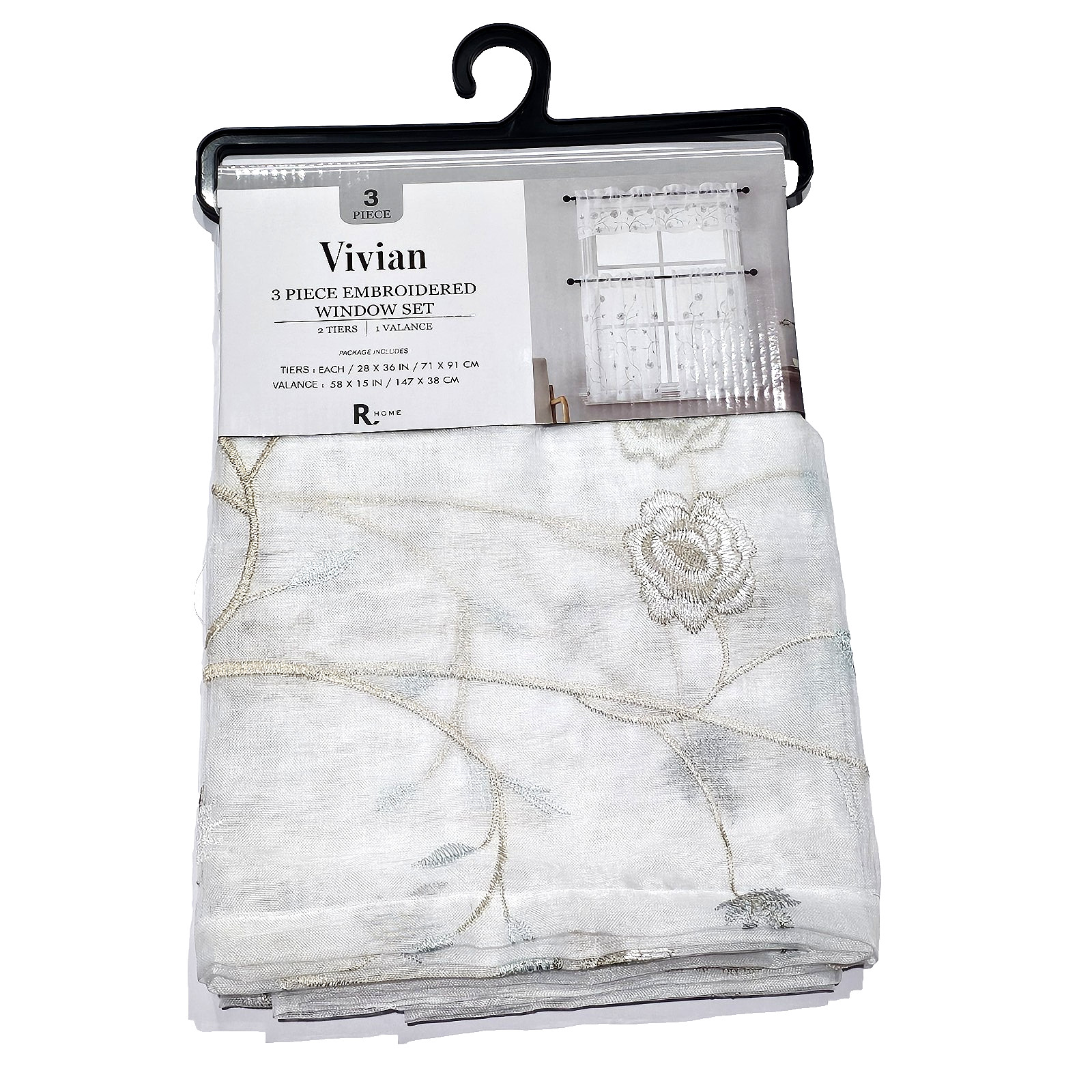3 Piece Vivian Embroidered Window Set 2 Tiers 1 Valance R Home