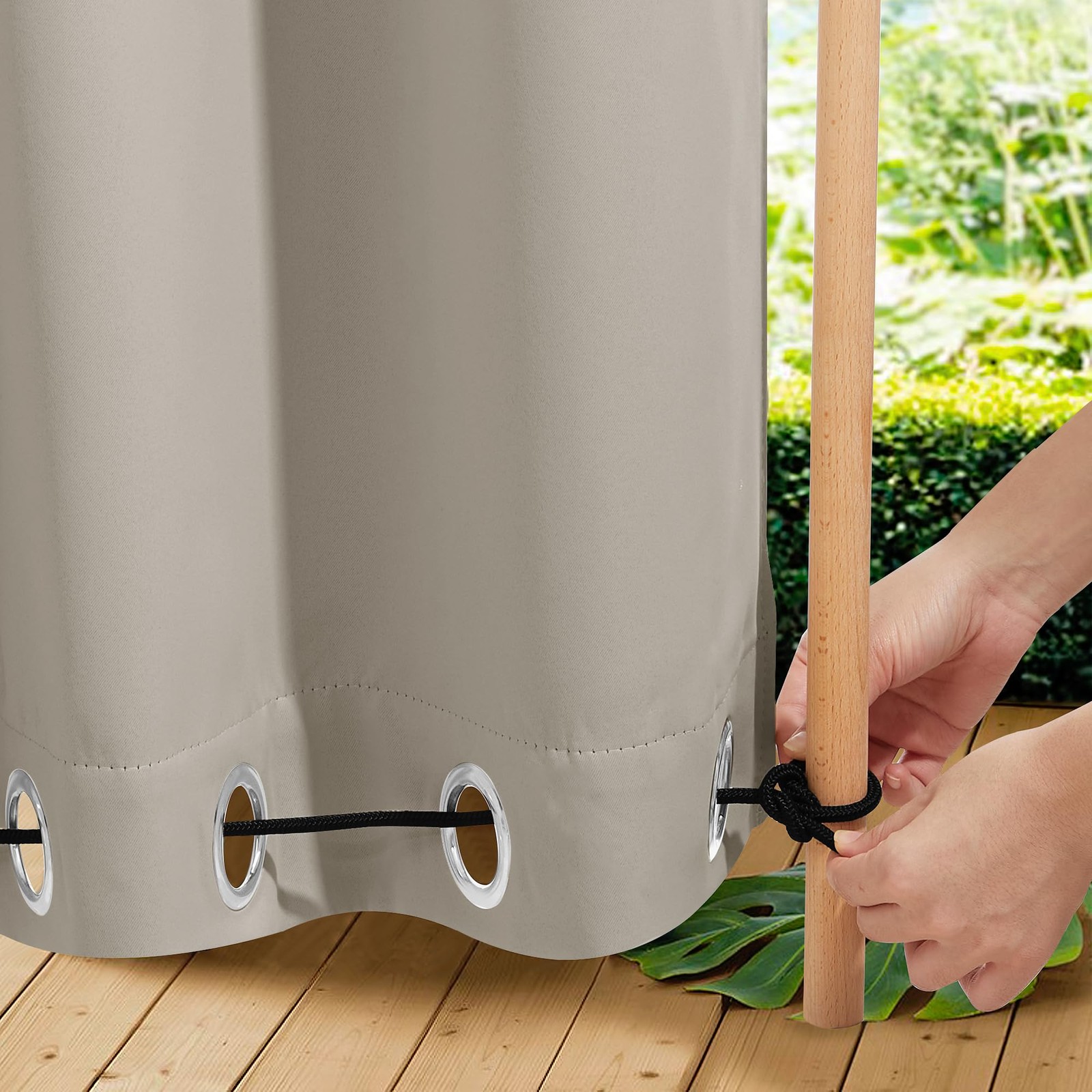 2 Panels Outdoor Curtains for Patio Waterproof & Windproof, Extra Wide Grommet &