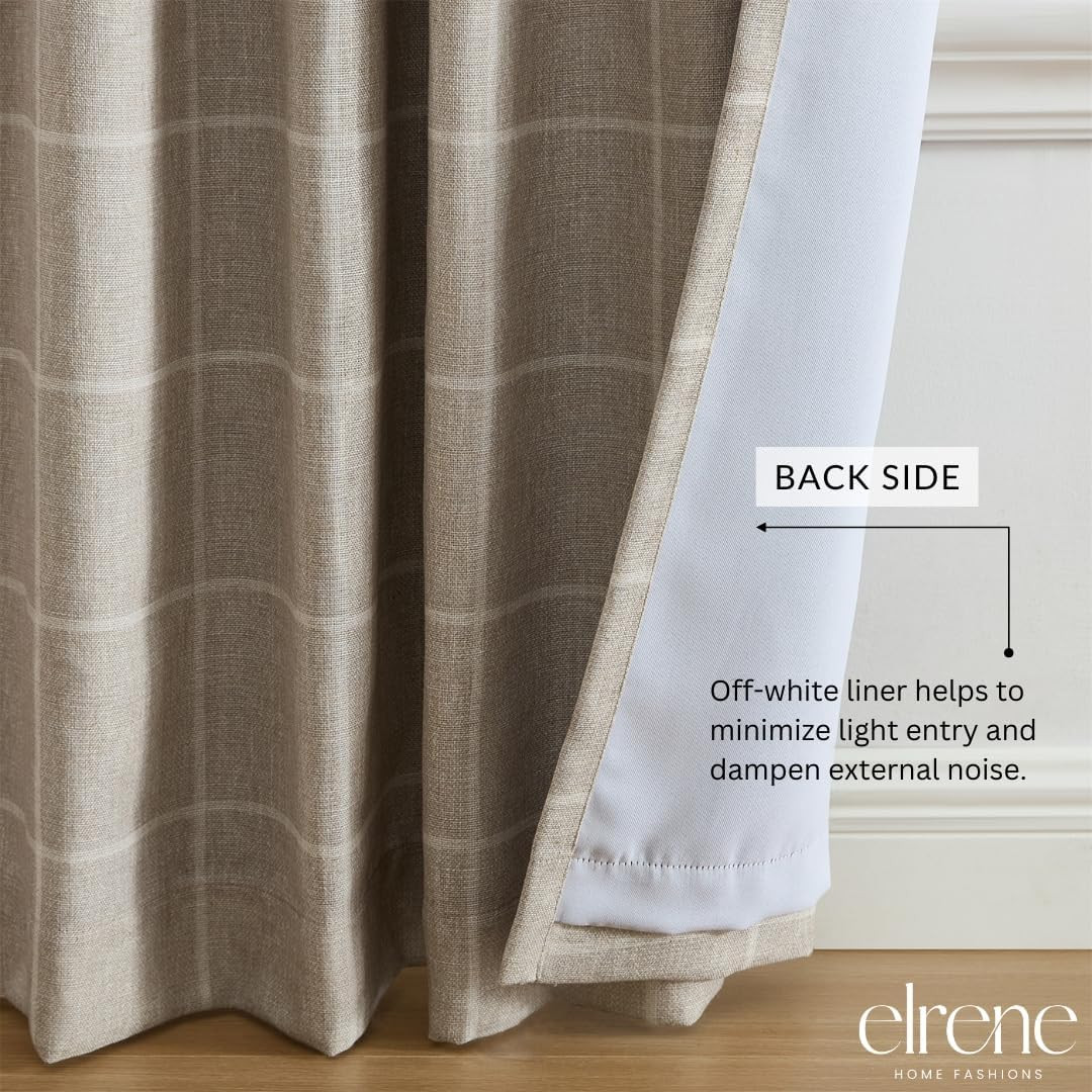 Home Fashions Sawyer Windowpane Plaid Room Darkening Single Window Curtain Panel