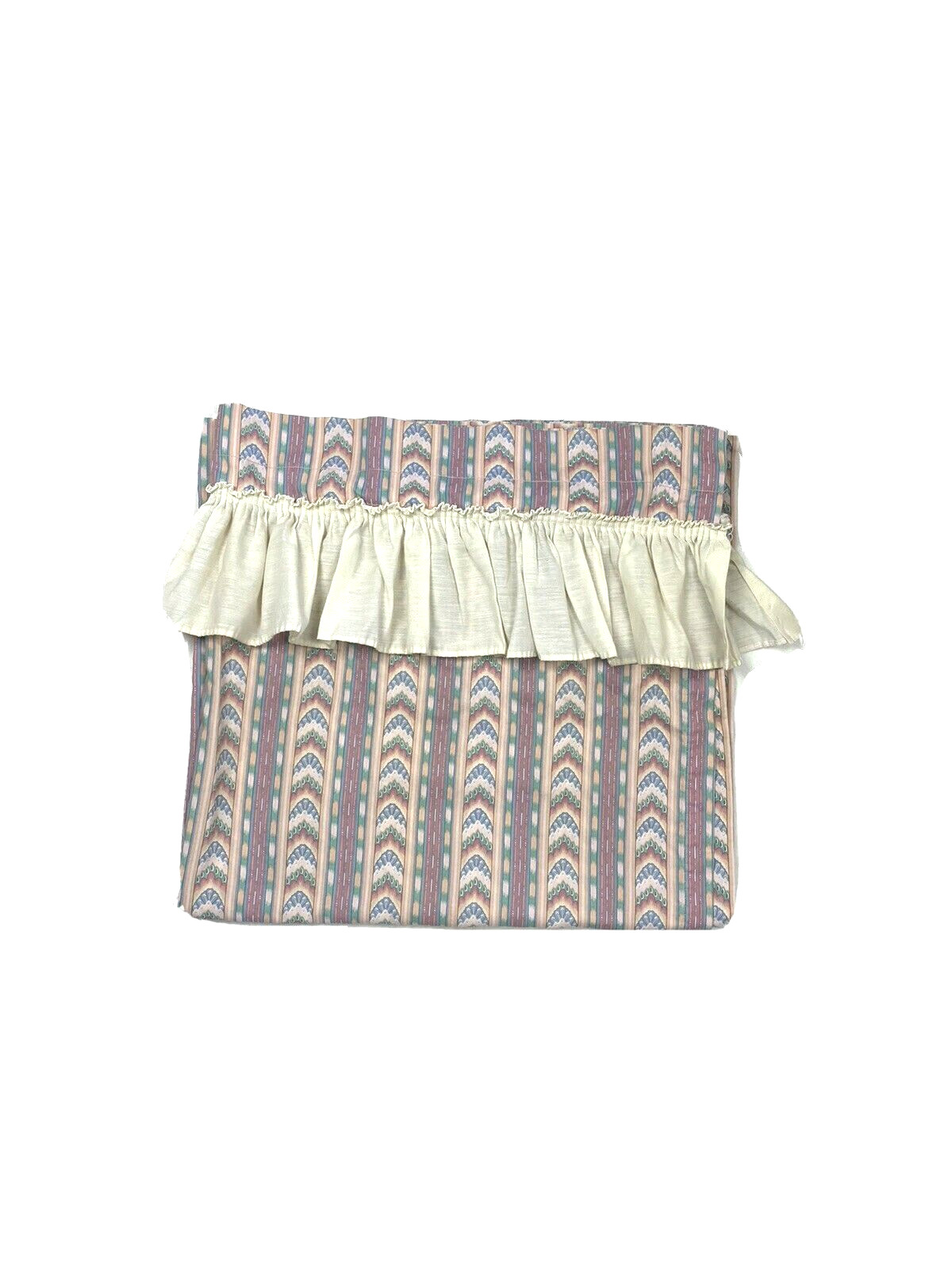 Vintage 70s Handmade Curtains Drapes Southwest Ruffle Majorca Stripe Tribal Rare
