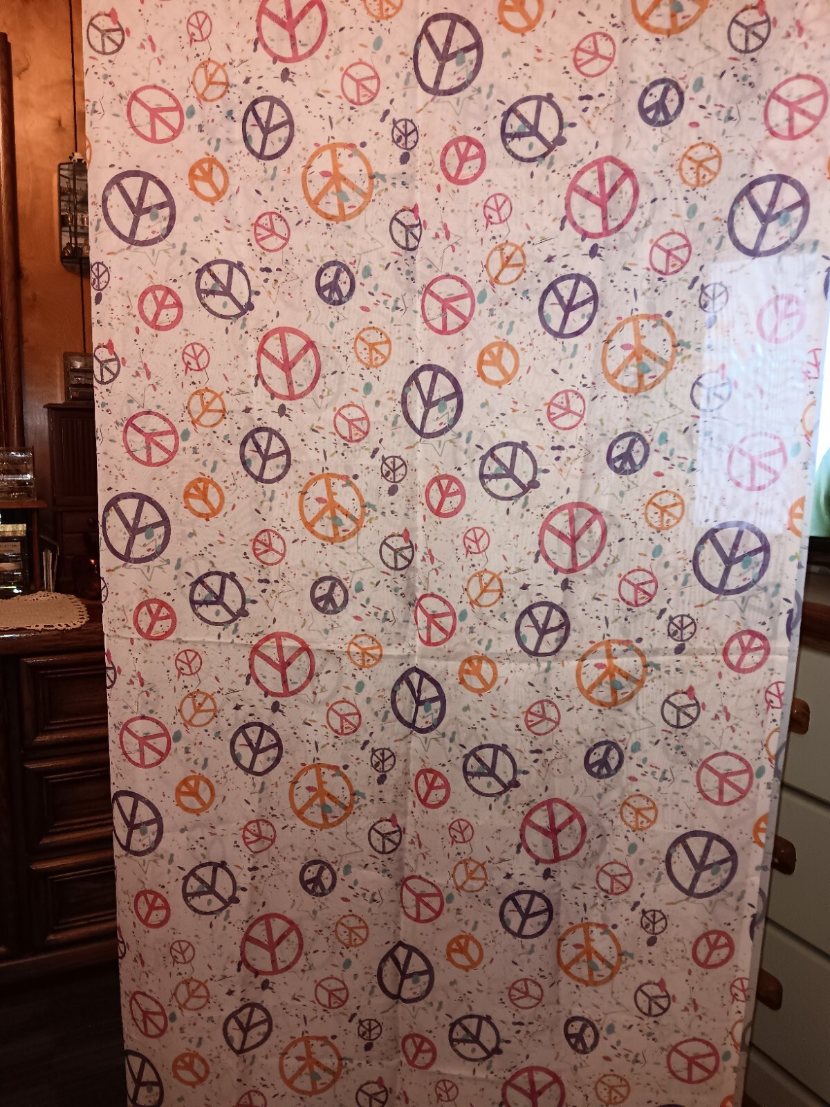 Sheer PEACE SIgns Curtain Panel