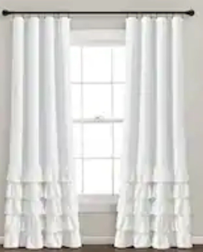 Lush Décor Allison Ruffle Curtain White Curtain Panels (2) Blackout Fully Lined