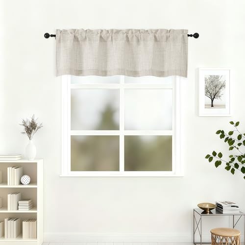 Valances for Windows 14 Inch Length, Soft 52″W x 14″L (Pack of 1) Natural
