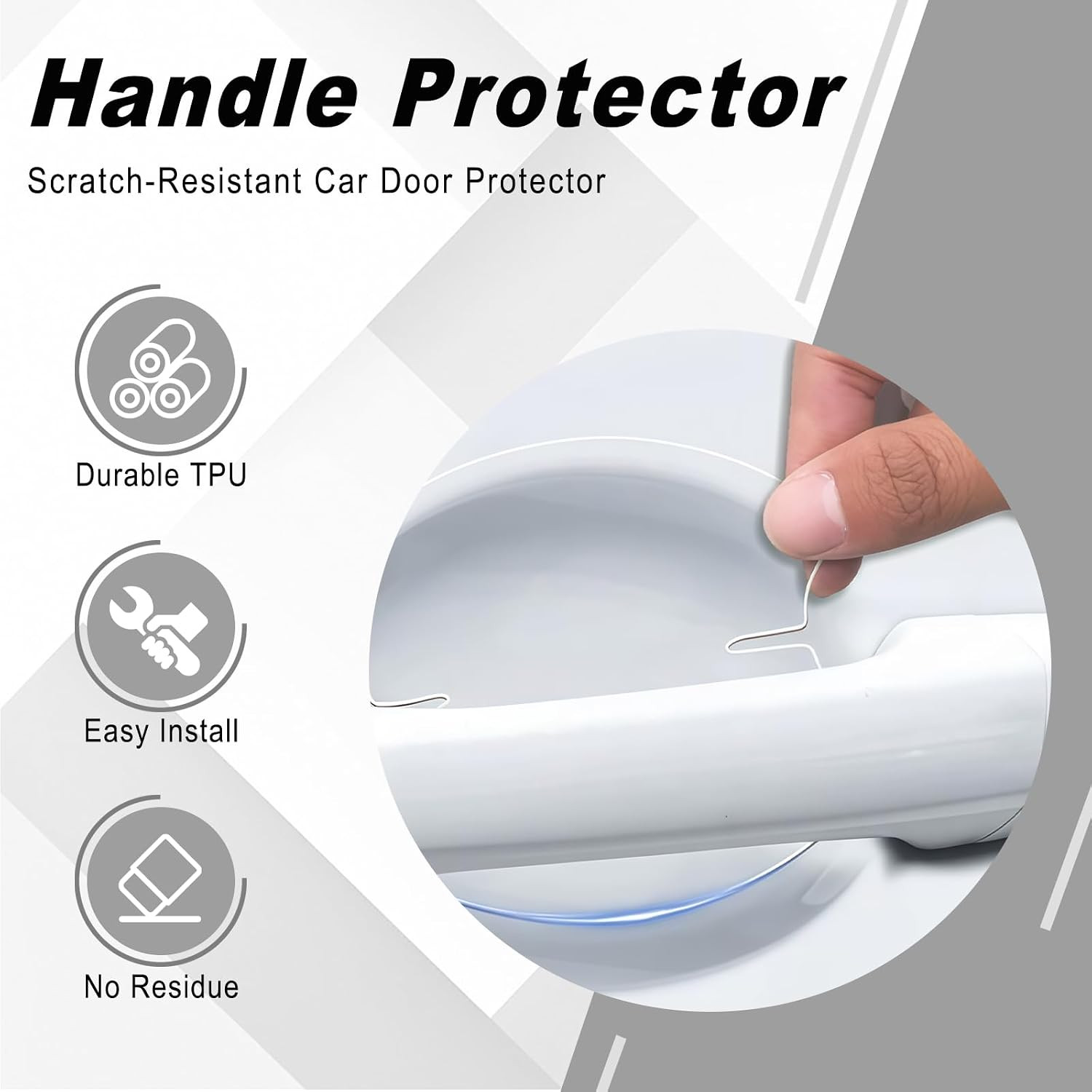10 PCS Car Door Handle Scratch Protector, Transparent Film Invisible Door Handle