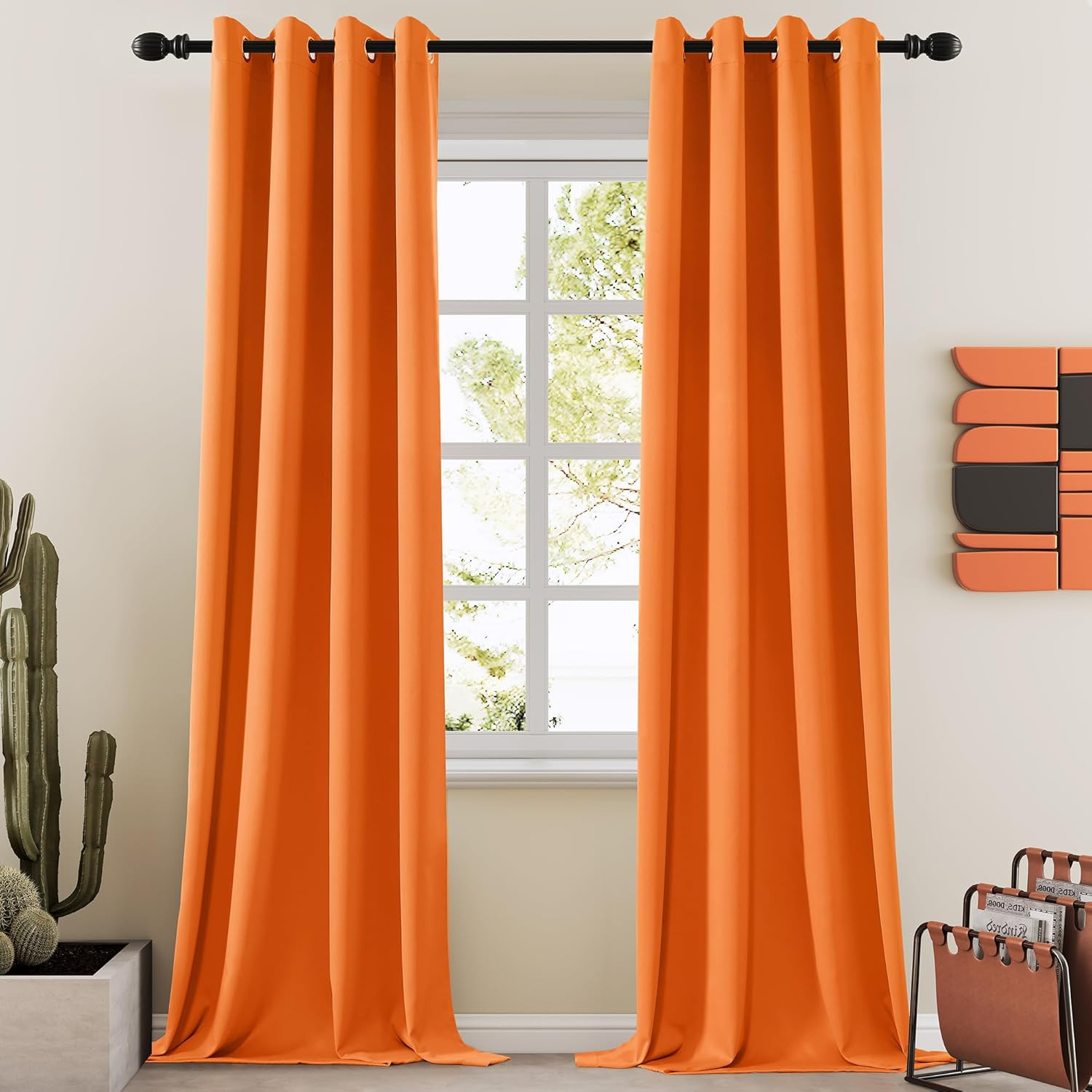 Orange Tiger Blackout Curtains 2 Panels 108″ Thermal Insulated Room Darkening