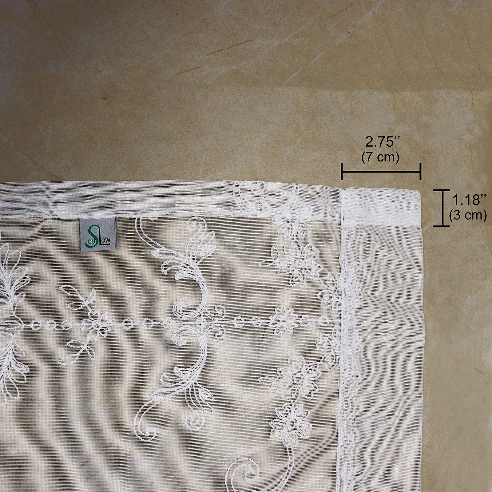 2 Panels White European Style Sheer Curtain Embroidered Window Curtains Europ…