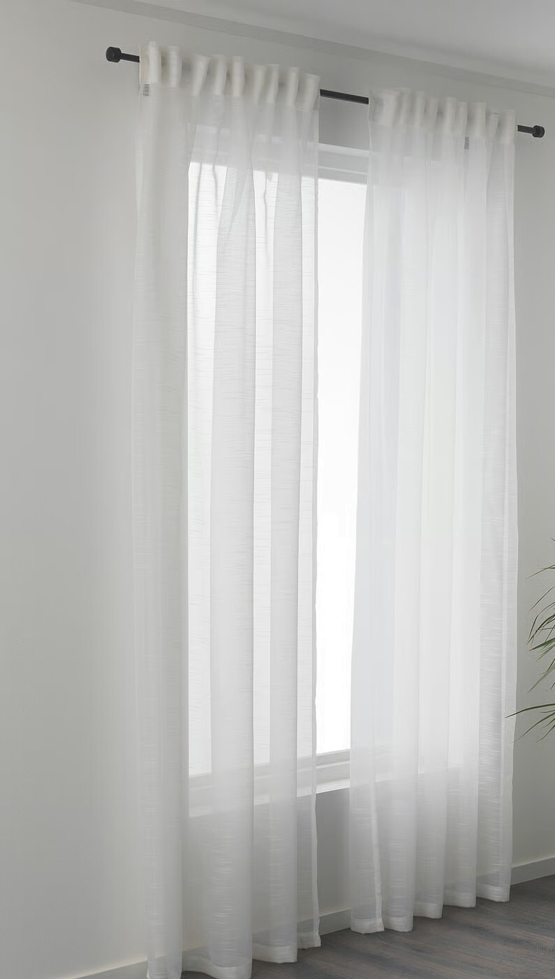 IKEA Gjertrud Sheer White Curtains 2 Panels 57×98 Textured Sealed New