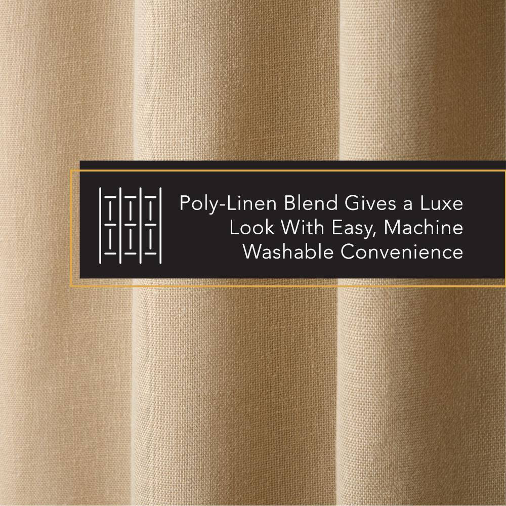 Arlo Solid Linen Texture 50 In. W X 84 In. L Polyester Blackout Taupe Curtain (S