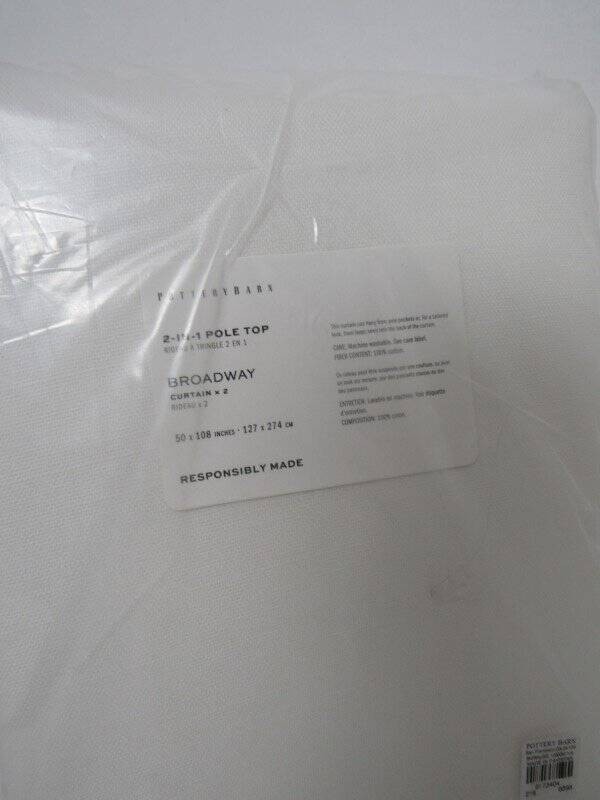 Pottery Barn Broadway Unlined Curtains-Set of 2, 50″ x 108″ Ivory NWT