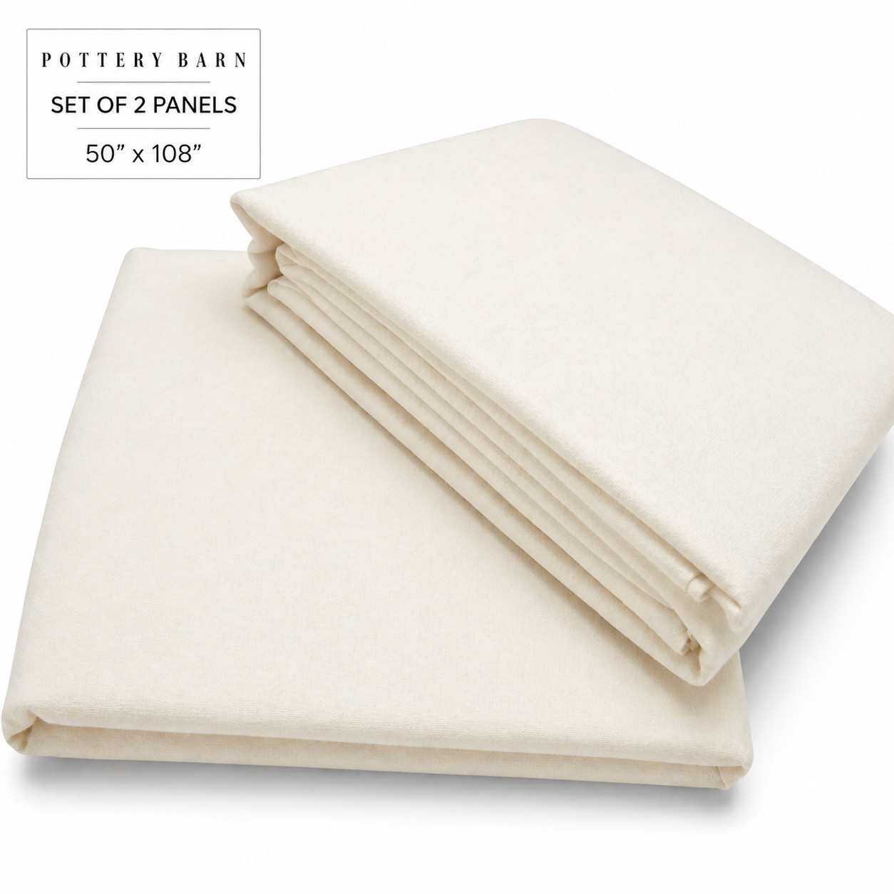Pottery Barn Belgian Flax Linen Curtains Set 2 Panels 50×108 IVORY Cotton Lined