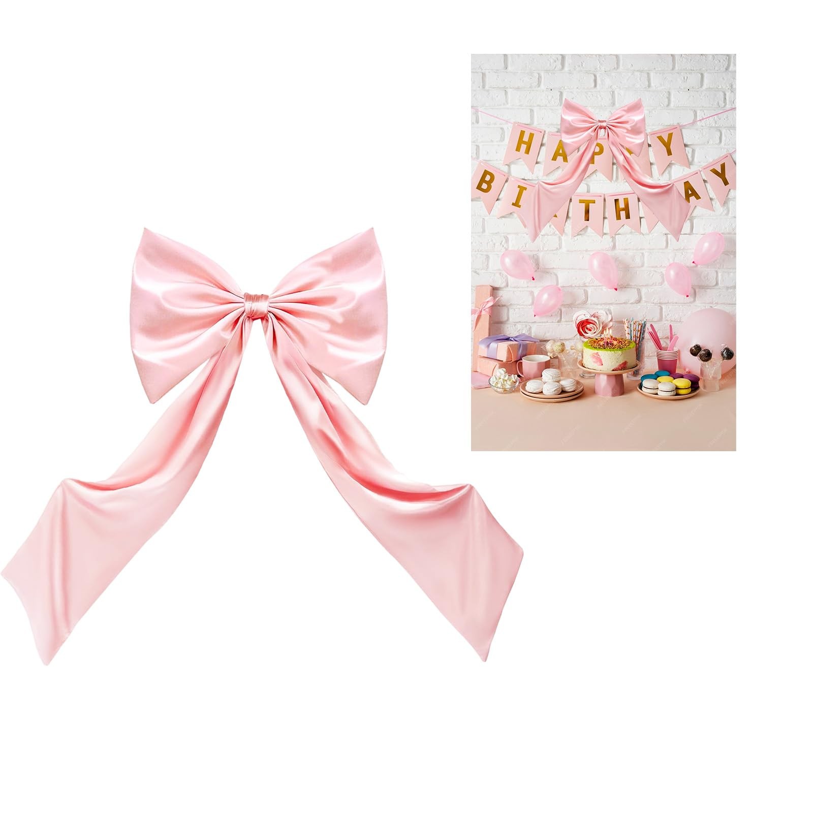 Giant Blush Pink Satin Bow 39×24 Inch Extra Large Decorative Wedding Party