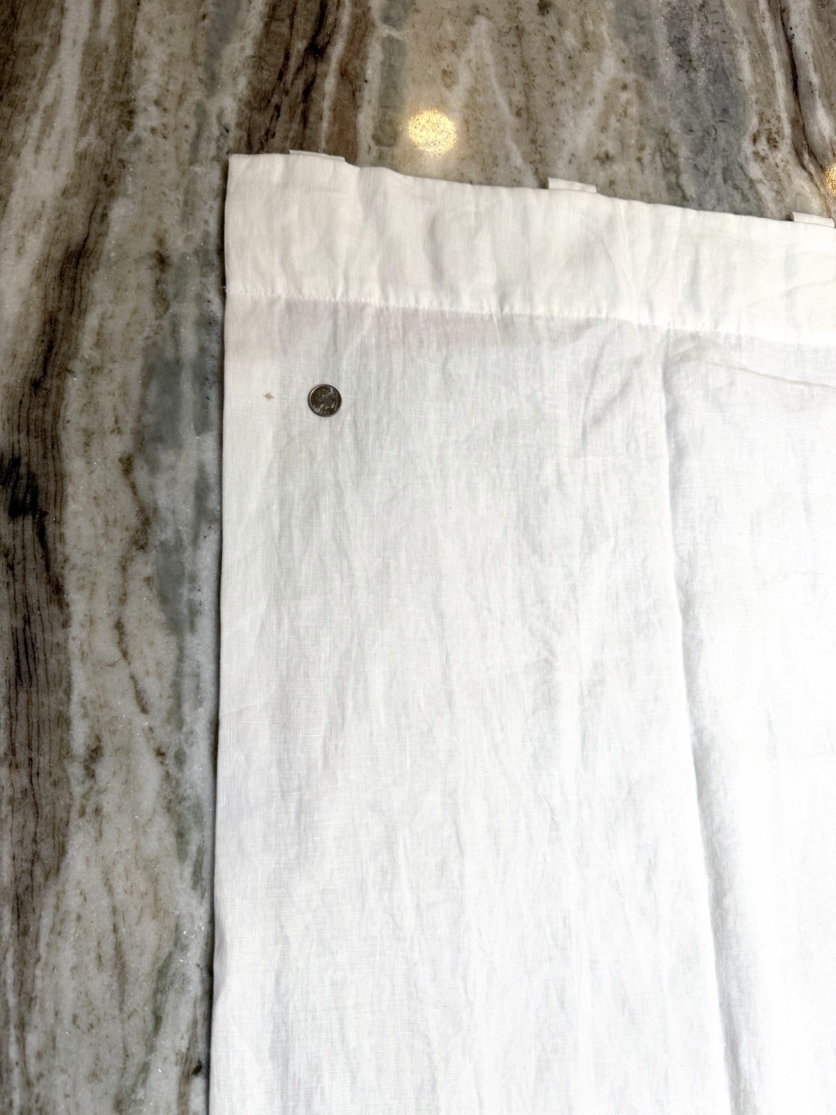 Pottery Barn 100% Belgian Flax Linen Curtain 50x 108 Pole top WHITE READ