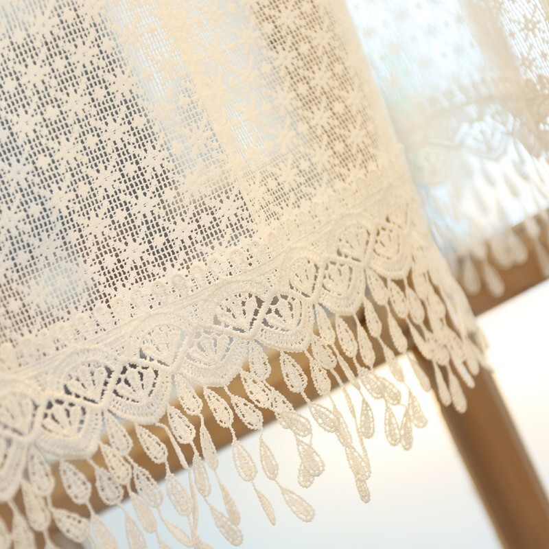 1pc Sheer White Lace Short Half Curtain Cafe Small Window Valance Drape Kitchen