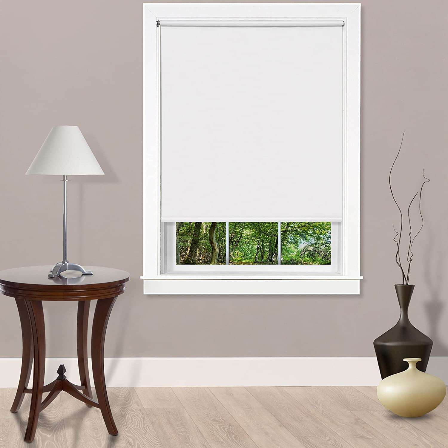 Cordless Tear down Light Filtering Shade – 73 Inch Width, 72 Inch Length – White