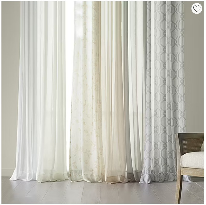 Regal Home Sheer Crushed Voile Grommet Top Single Curtain Panel – Choose Options