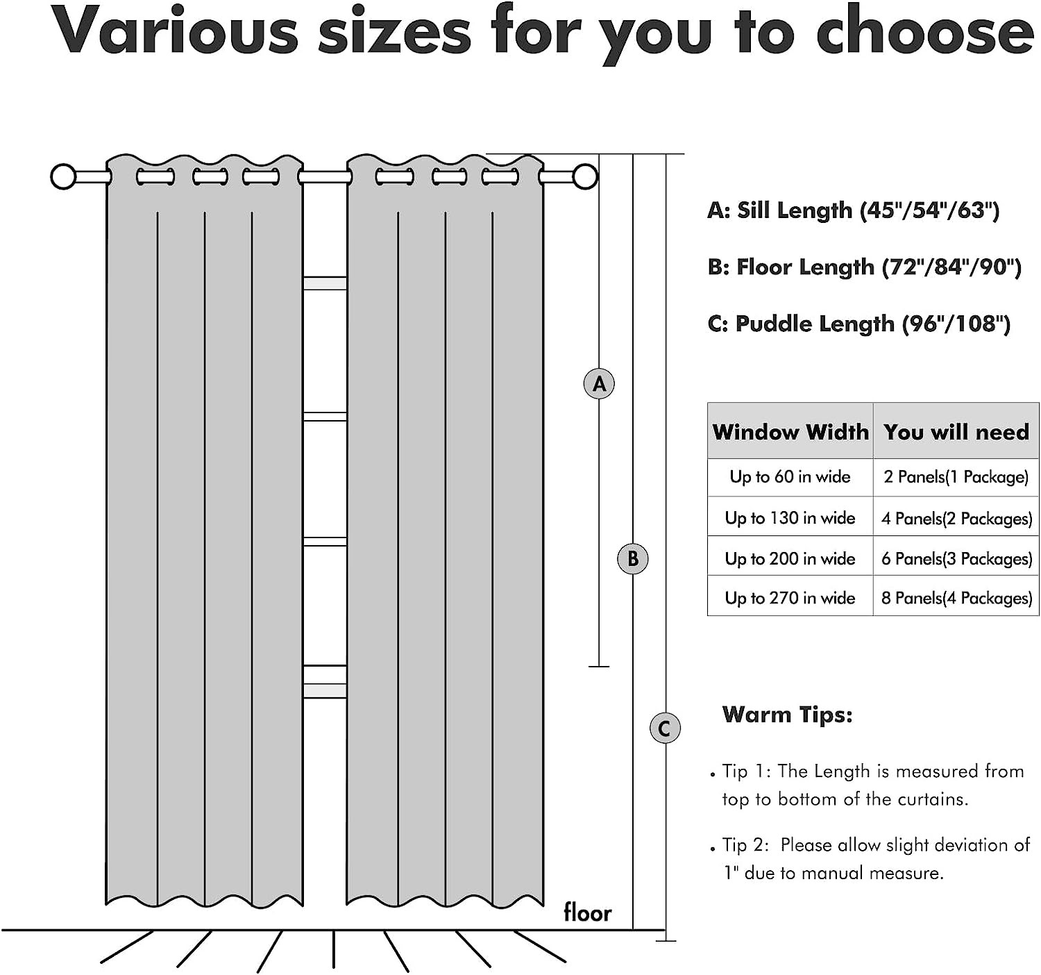 Luxury 100% Blackout Linen Texture Curtains – Grey, 52×72 Inch (2 Panels)