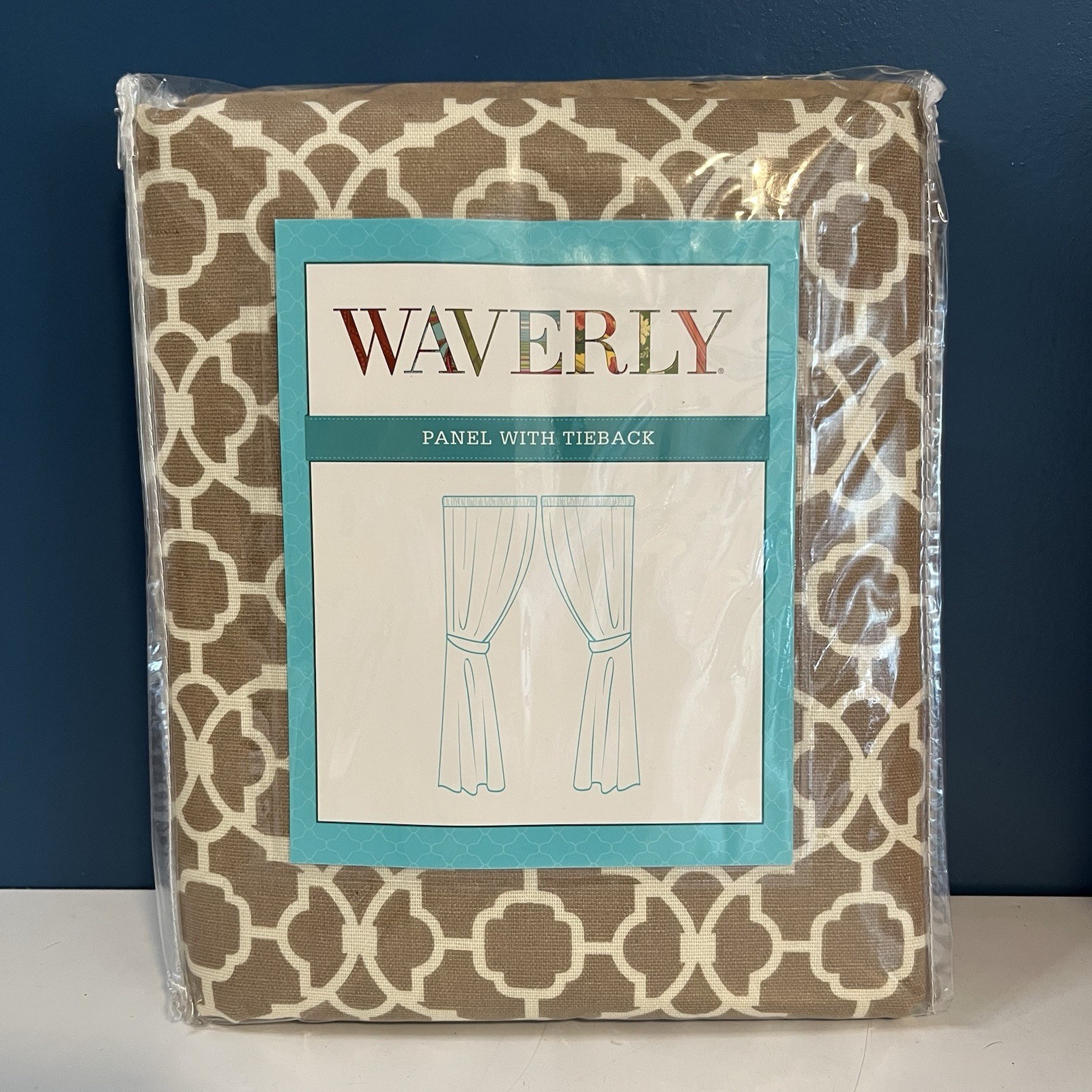 Waverly Lovely Lattice Natural Tieback Panel Cotton Fits 2 1/2″ Rod 52×84” READ!